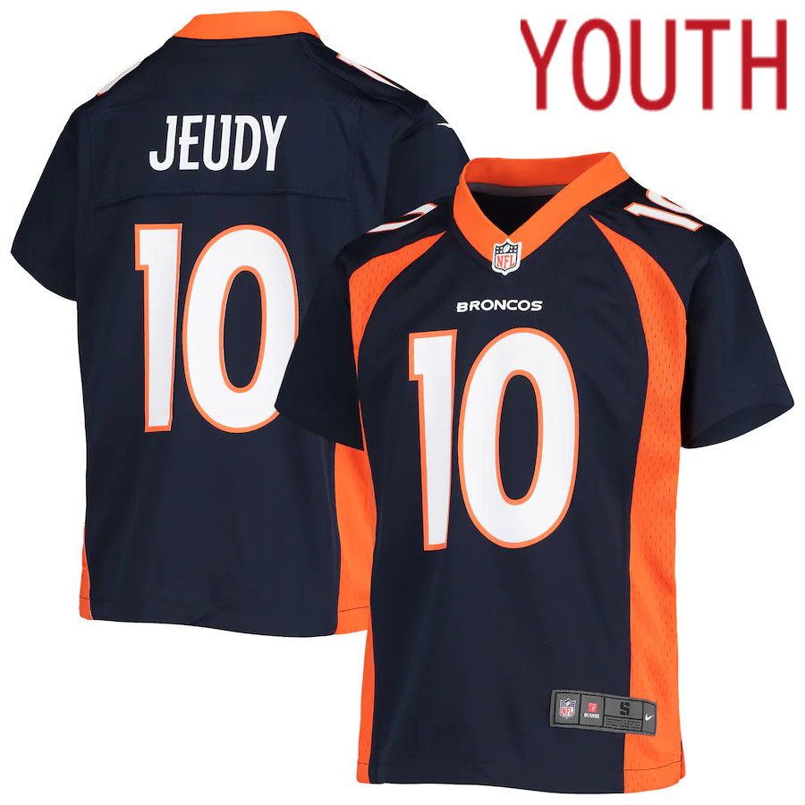 Youth Denver Broncos 10 Jerry Jeudy Nike Navy Game NFL Jersey